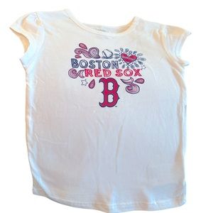 NWT- MLB Red Sox adorable white toddler tee with scrolled design. Size 4T